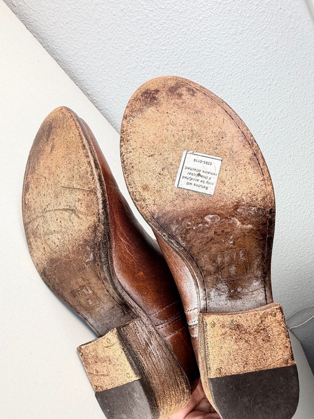 Frye Brown Leather Short Western Boots Womens 5.5 B Cowboy Ankle bootie - Picture 9 of 16